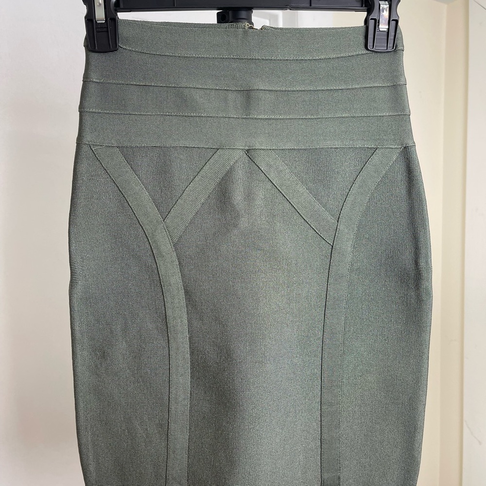 Bebe Olive Green Bandage Mini Skirt XS